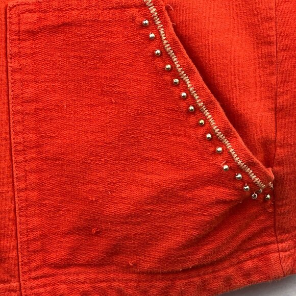 Onque Casuals Womens Orange Button Up Sweater Size XL Long Sleeve Beaded Pockets - Picture 7 of 15